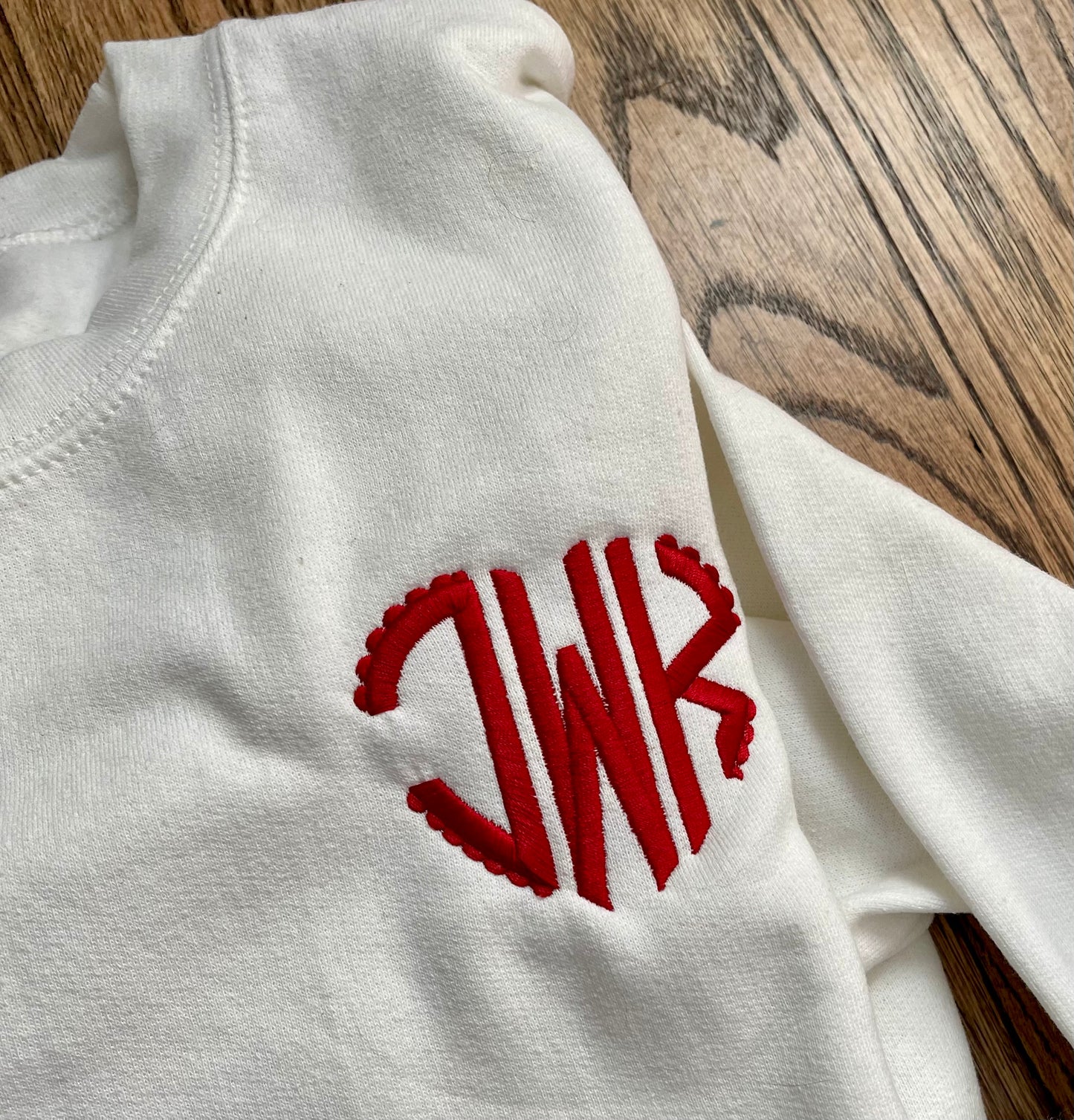 Scalloped Heart Monogram Crewneck