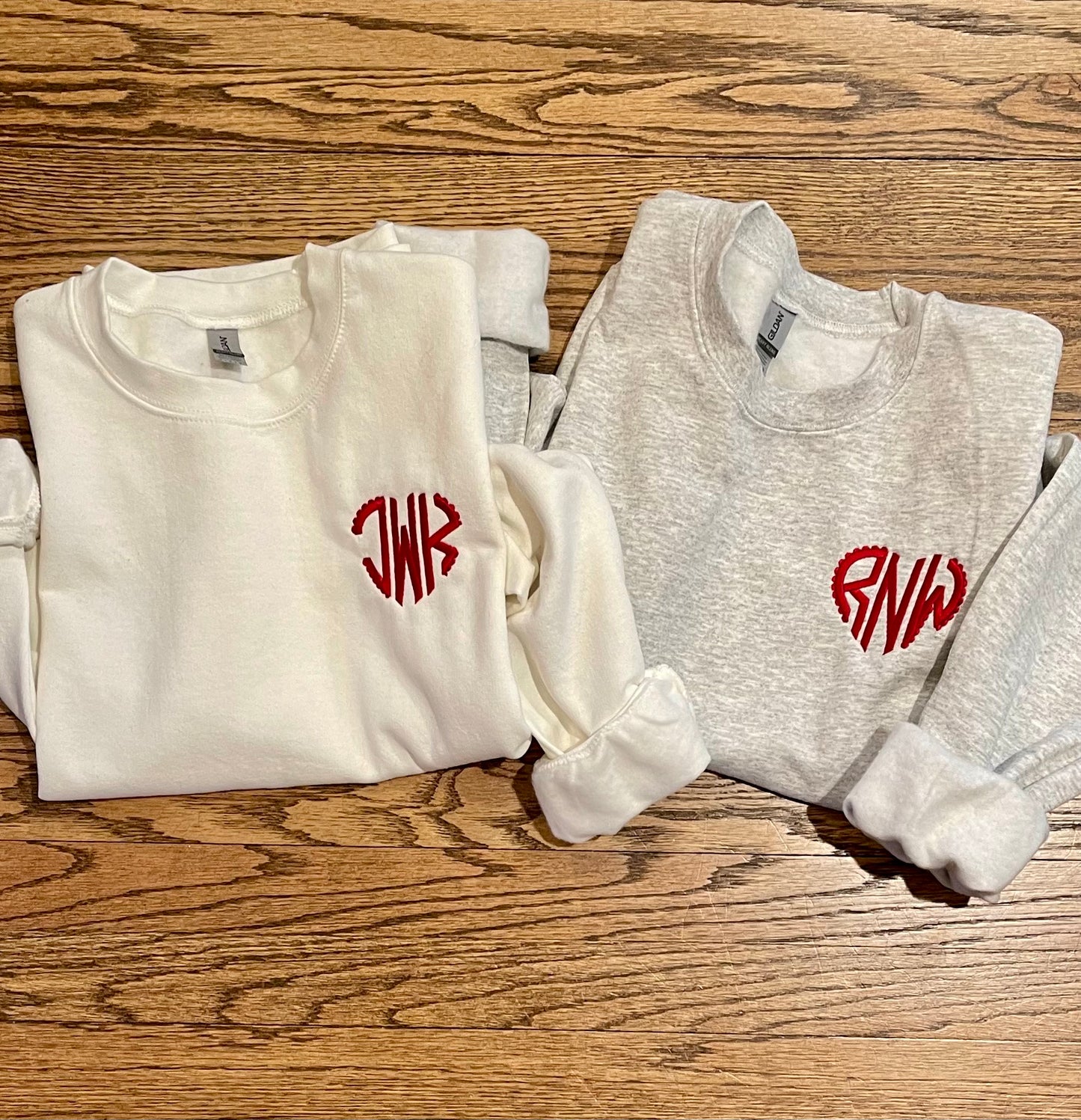 Scalloped Heart Monogram Crewneck